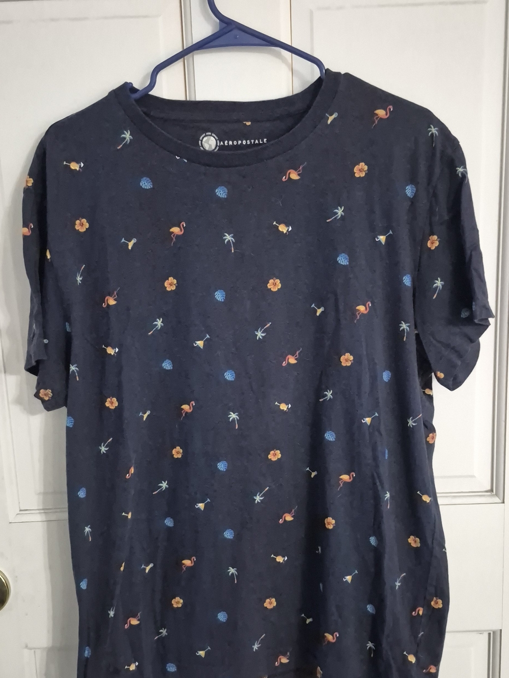 Aéropostale Navy Tropical Print Tee - Men's Large